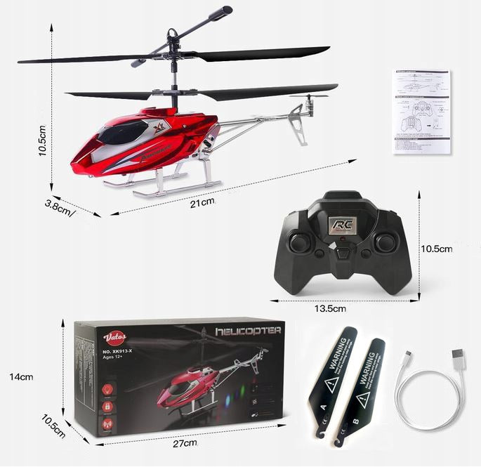 HELICOPTER REMOTE CONTROLLED AIRPLANE RC PILOT LED gyroscope extra 2 blades Packaging status original