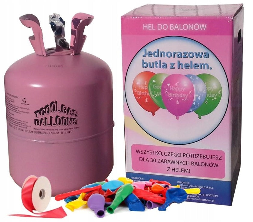 HELIUM CYLINDER 30 PCS BALLOONS 0,25 M3 + HELIUM BALLOONS