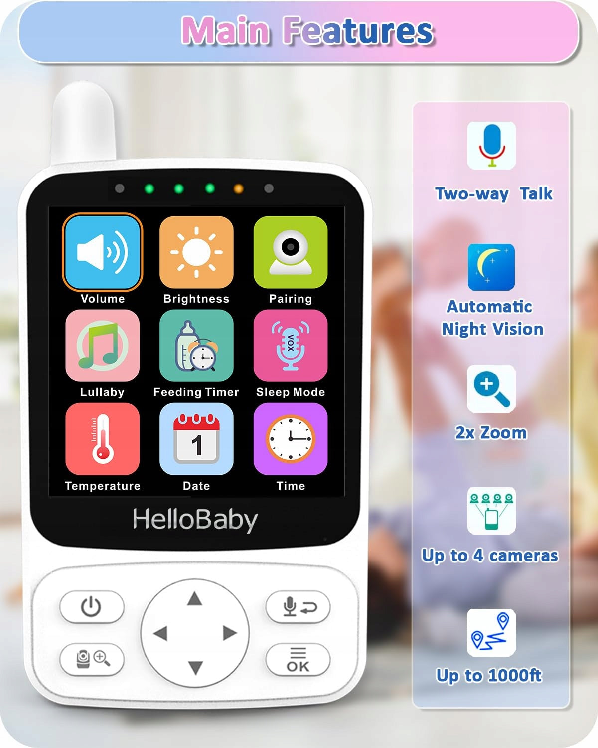HELLOBABY Baby Monitor Camera 29h Battery 2-Way Audio Brand Hello Baby