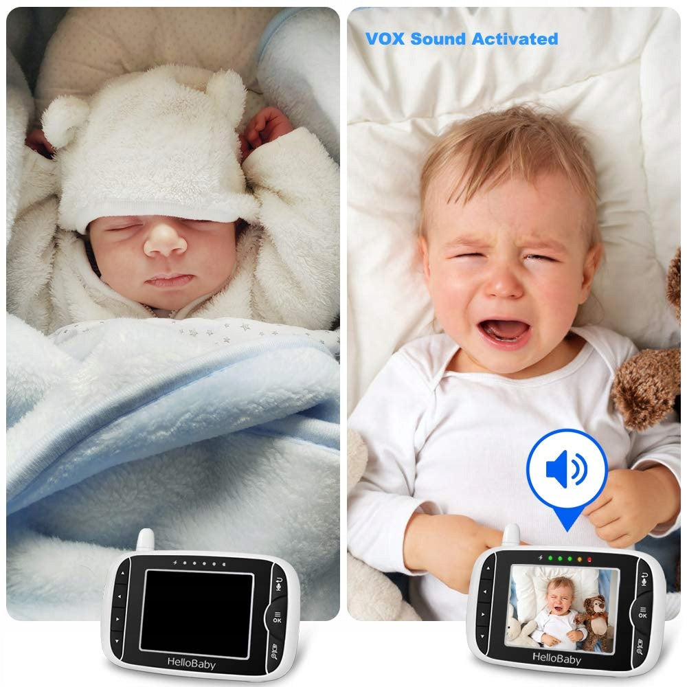 HELLOBABY Babyphone Camera 3.2 LCD Night Vision Monitor White 720p
