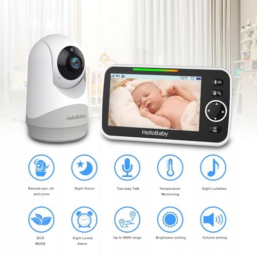 HELLOBABY Monitor Audio Camera 5 Inch Screen 3500mAh Battery Packaging status original