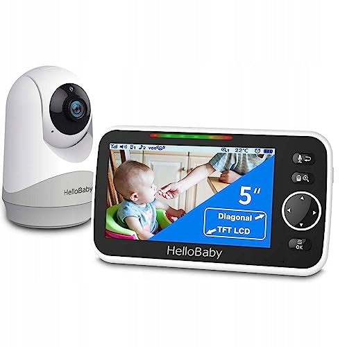 HELLOBABY Monitor Audio Camera 5 Inch Screen 3500mAh Battery