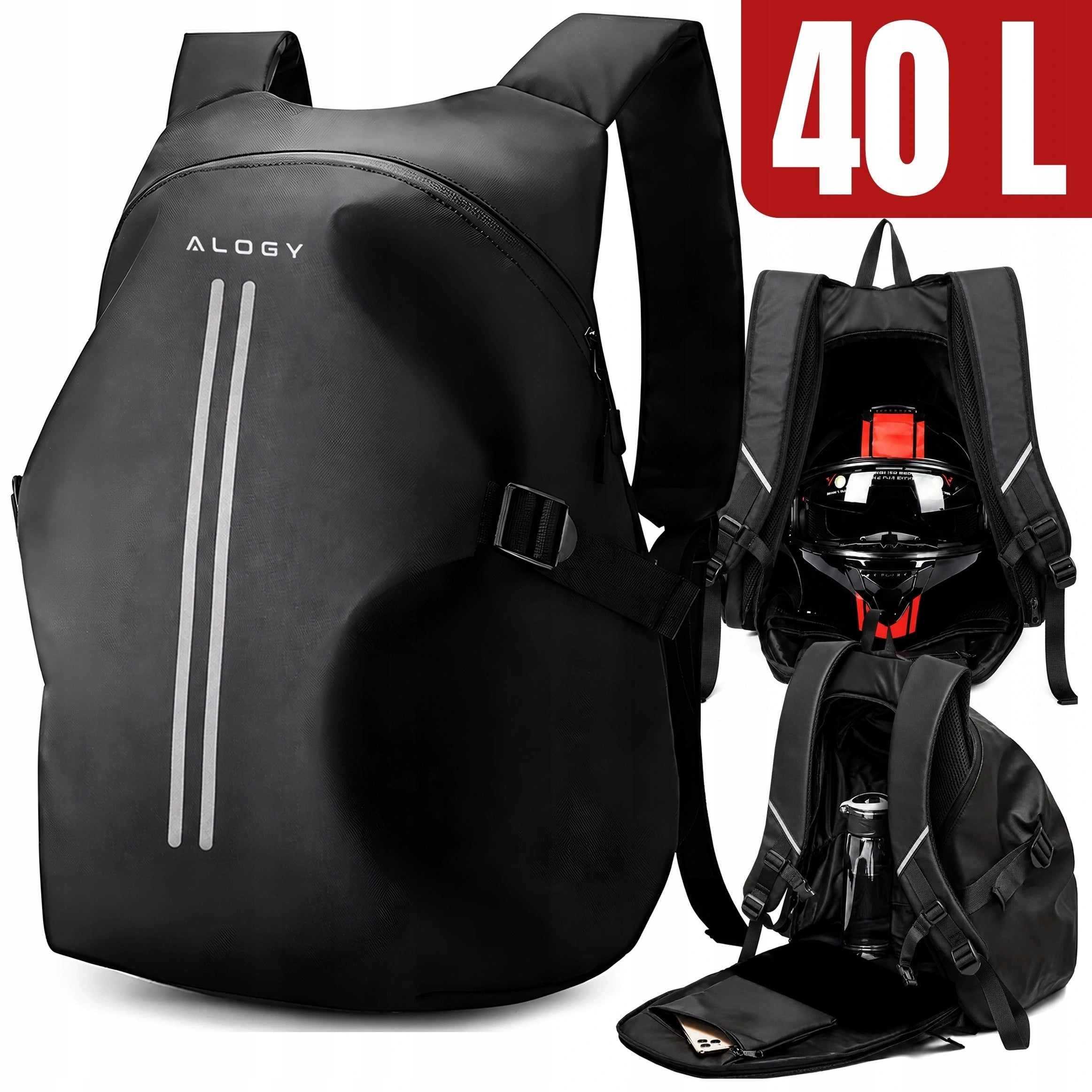HELMET BACKPACK FOR MOTORBIKE CITY BIKE WATERPROOF 40L ALOGY Packaging status original