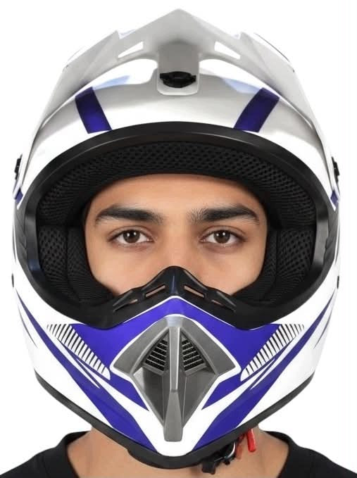 HELMET CROSS ENDURO WHITE BLUE MAT OFF ROAD QUAD SCOOTER BMX L 59-60cm Manufacturer's catalog number MCGKA90539