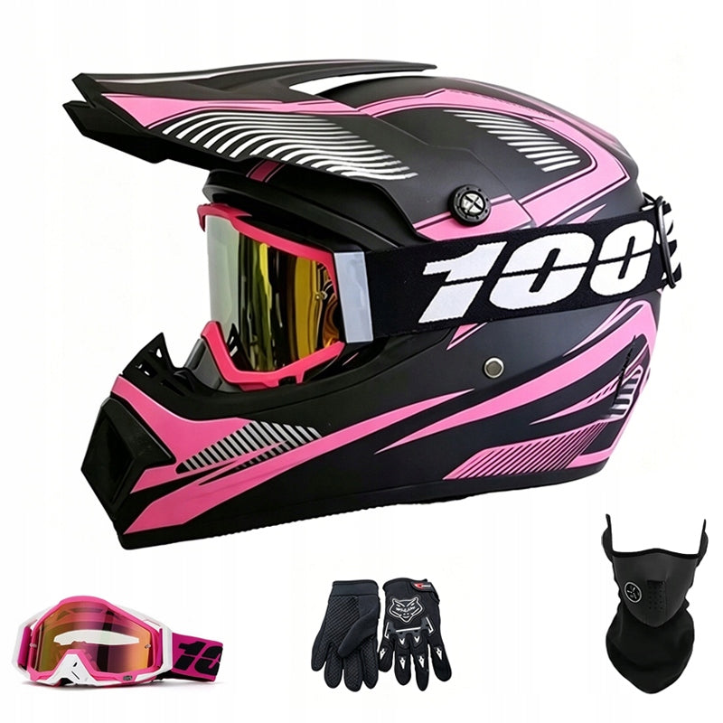 HELMET FOR SCOOTER ELECTRIC CROSS ENDURO QUAD BMX HELMET +GLOVES + GOGGLES M