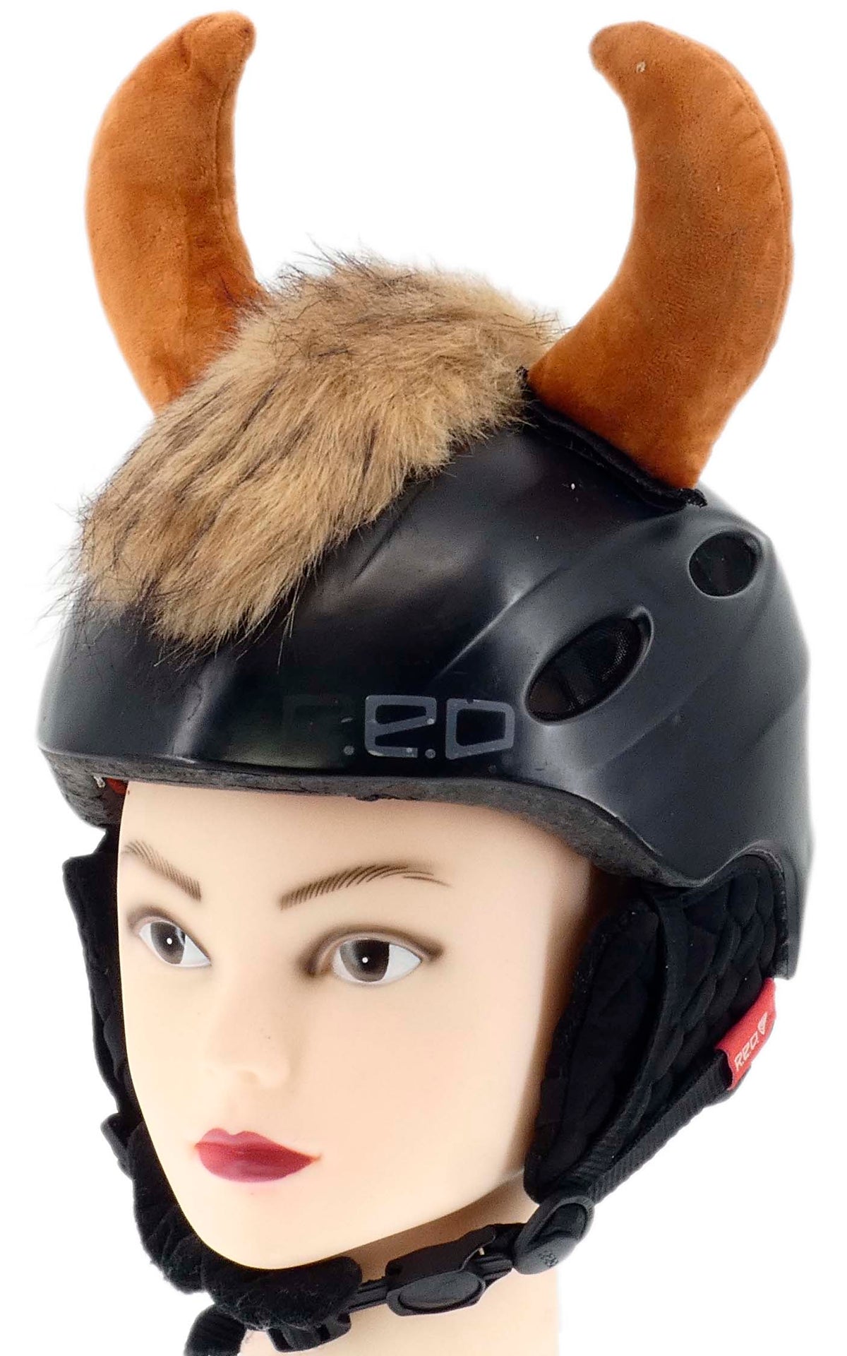 HELMET ORNAMENT FOR MOTORCYCLE HELMET VELCRO HORNS BULL FURRY Manufacturer no brand