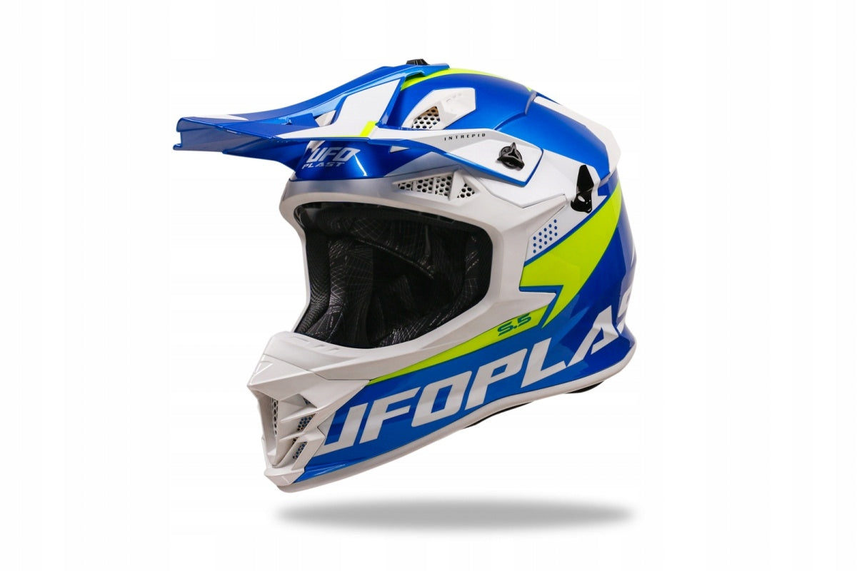 HELMET UFO INTREPID CROSS enduro quad atv white blue fluo Size S Manufacturer Ufo