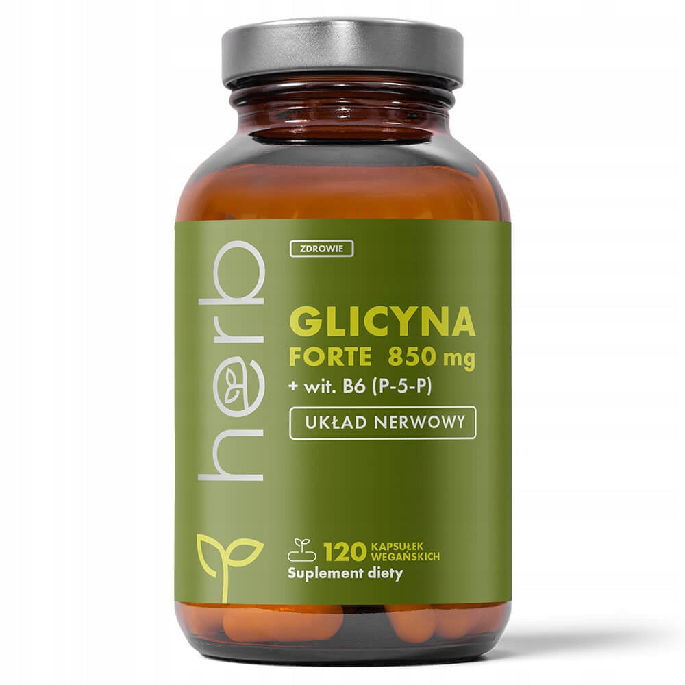 HERB GLYCINE FORTE 850mg + VITAMIN B6 (P-5-P) 120vcaps AMINO ACID MEMORY BRAIN