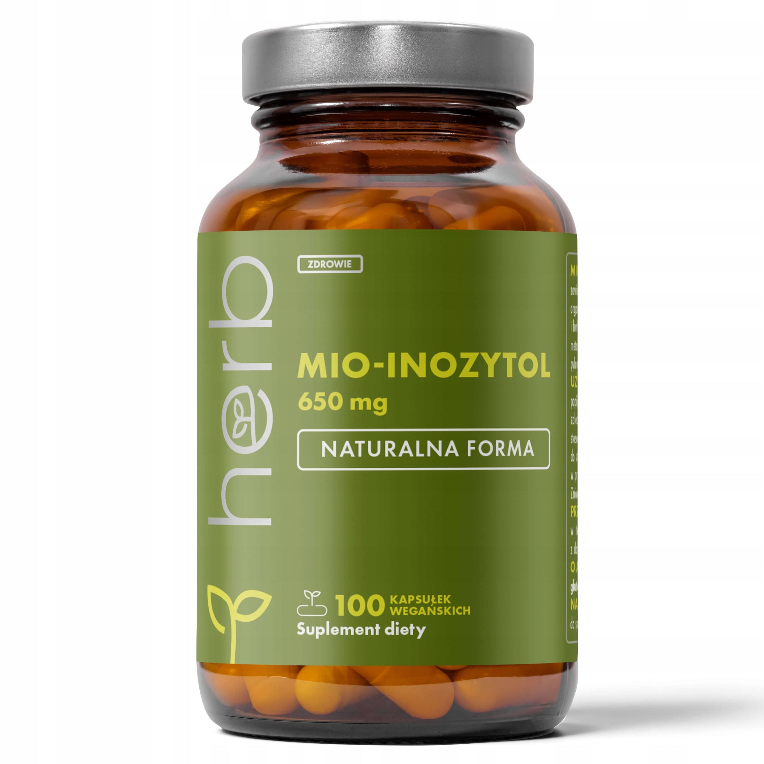 HERB MYO-INOSITOL 650mg 100vcaps B8 FERTILITY WELLNESS STRESS PCOS