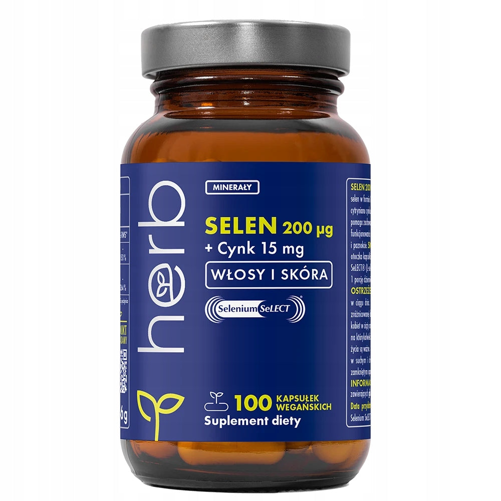 HERB SELENIUM L-SELENOMETHIONINE 200ug ZINC 15mg 100 vcaps IMMUNITY, SKIN