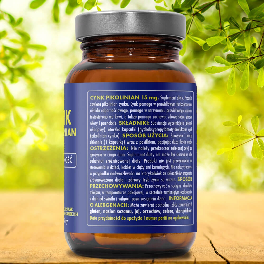 HERB ZINC PICOLINATE 15mg 100 vcaps ORGANIC FORM IMMUNITY, BONES Manufacturer code 5905842131262