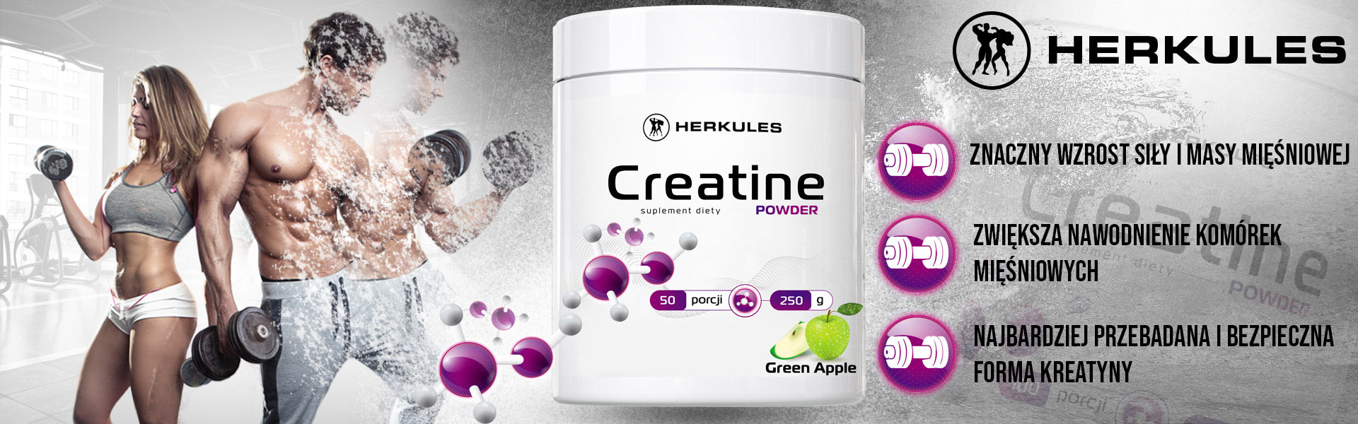 HERKULES Creatine Powder 250g MONOHYDRATE CREATINE GYM POWER GROWTH Packaging status original