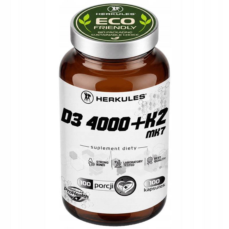 HERKULES D3 4000+K2 MK7 100caps FOR RESISTANCE HEALTHY BONES STRONG TEETH STRONG Expiration date at least six months from the date of purchase