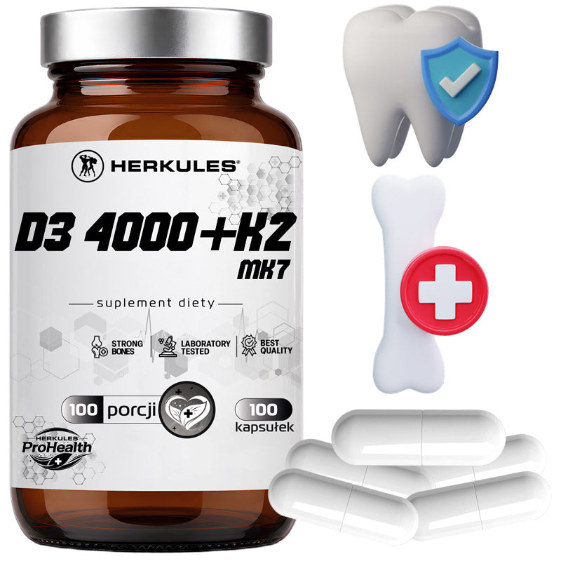 HERKULES D3 4000+K2 MK7 100caps FOR RESISTANCE HEALTHY BONES STRONG TEETH STRONG