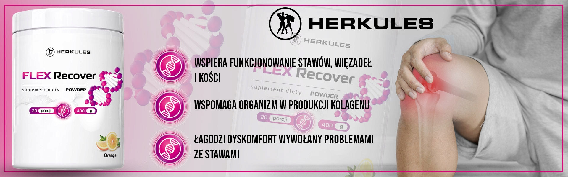 HERKULES Flex Recover Powder 400g COLLAGEN FOR JOINTS MSM LIGAMENT BONES Expiration date at least six months from the date of purchase