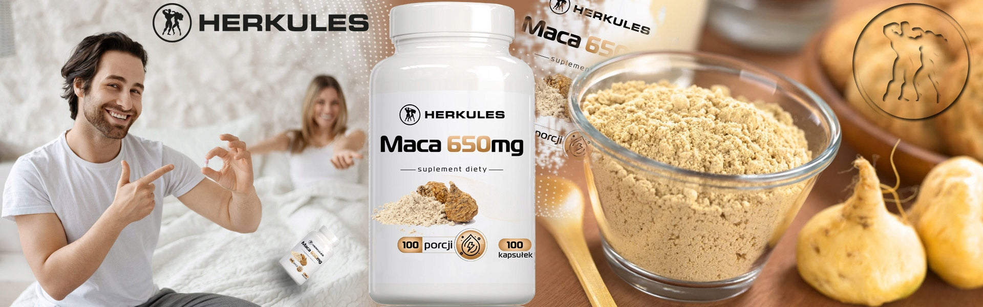 HERKULES Maca 650mg 100caps MACA ROOT EXTRACT FOR STRESS ENERGY VIGOR Packaging status original