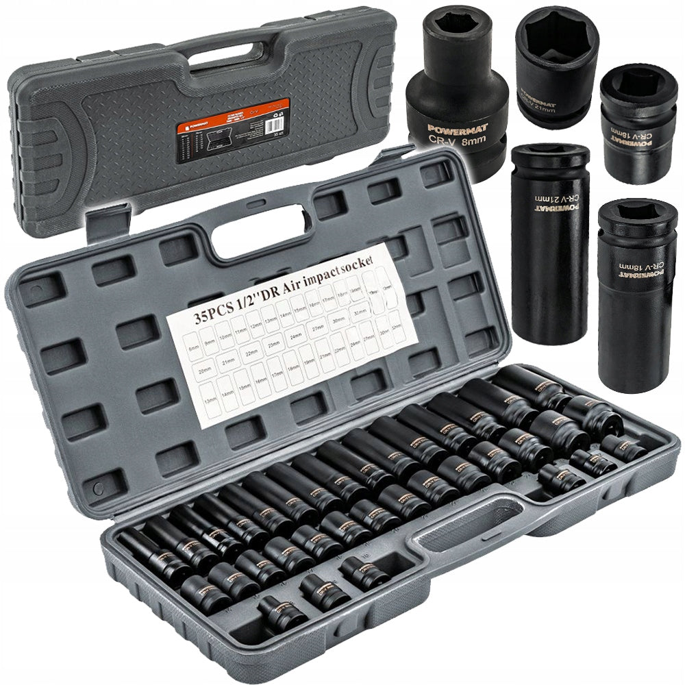 HEX 1/2 CR-V IMPACT SOCKETS 35pcs 38mm 78mm FOR KEY IMPACT SUITCASE SET
