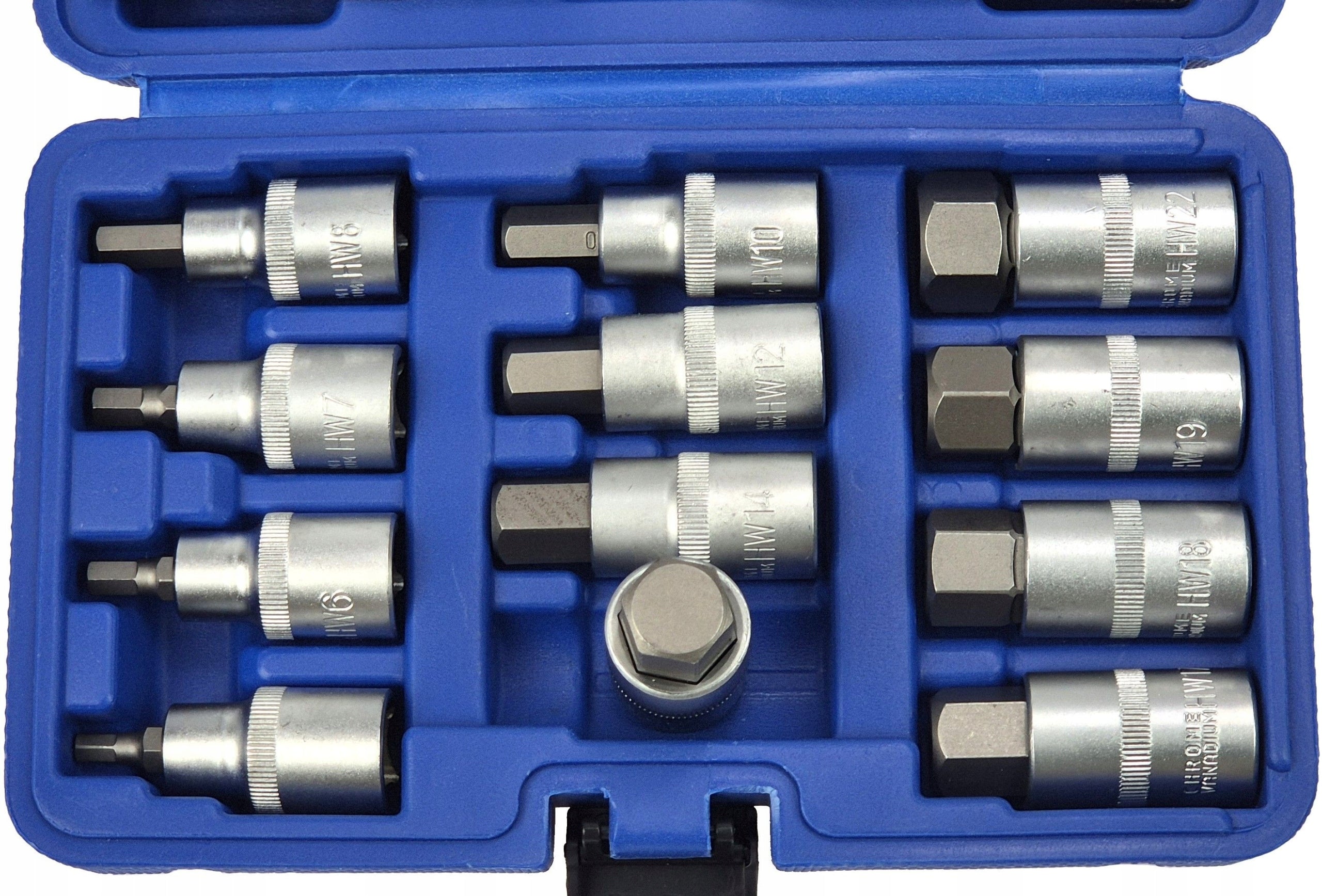 HEX 12el. Allen wrench set with 1/2" drive 5-22mm Cr-V sockets Packaging status original