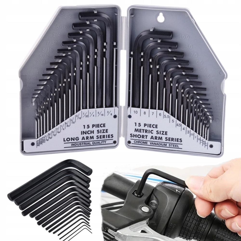 HEX CHROME ALLEN WRENCHES SET OF METRIC AND INCH ALLEN WRENCHES 30 PCS Manufacturer code DUŻY ZESTAW KLUCZY IMBUSOWYCH