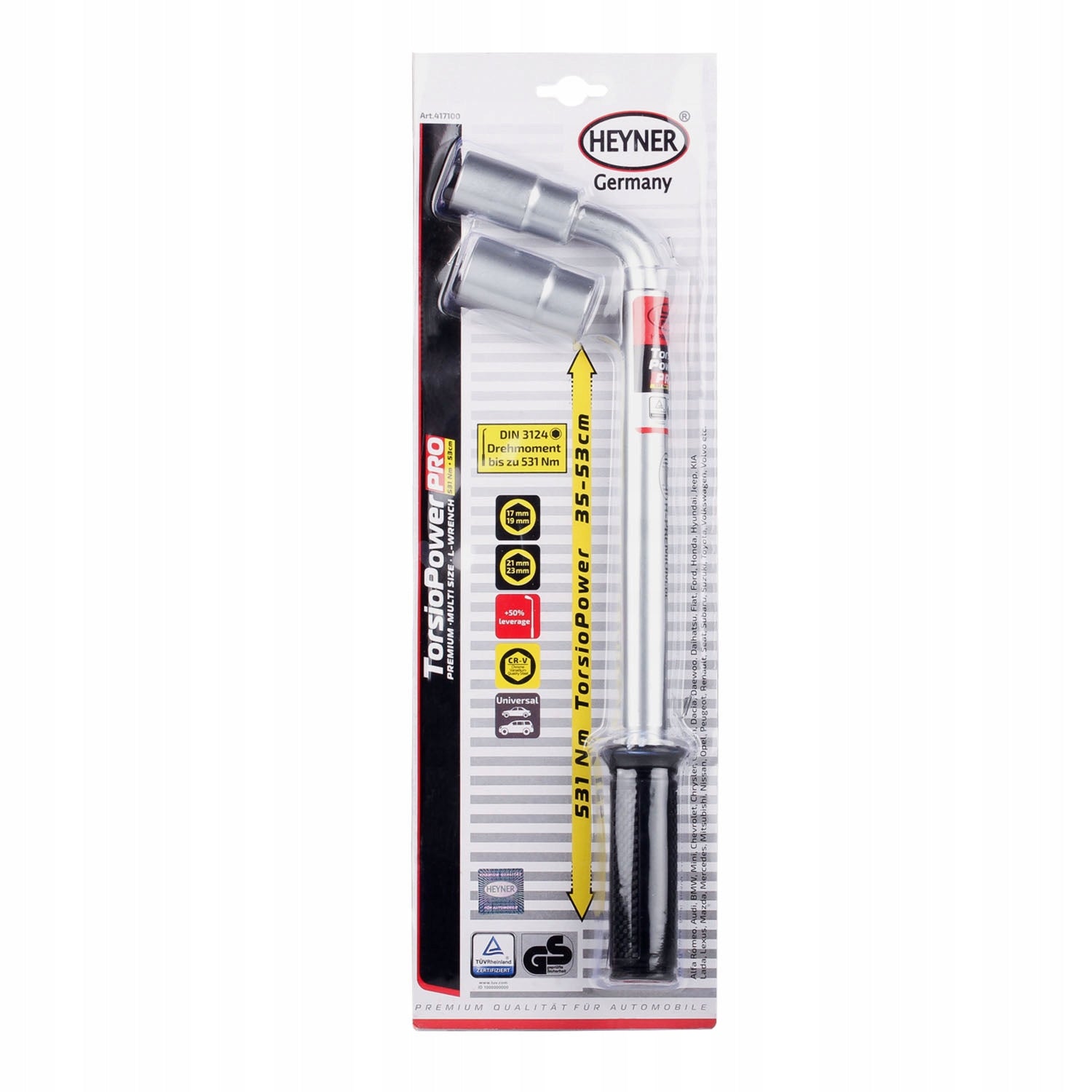 HEYNER Wheel wrench 17/19/21/23 mm 417100
