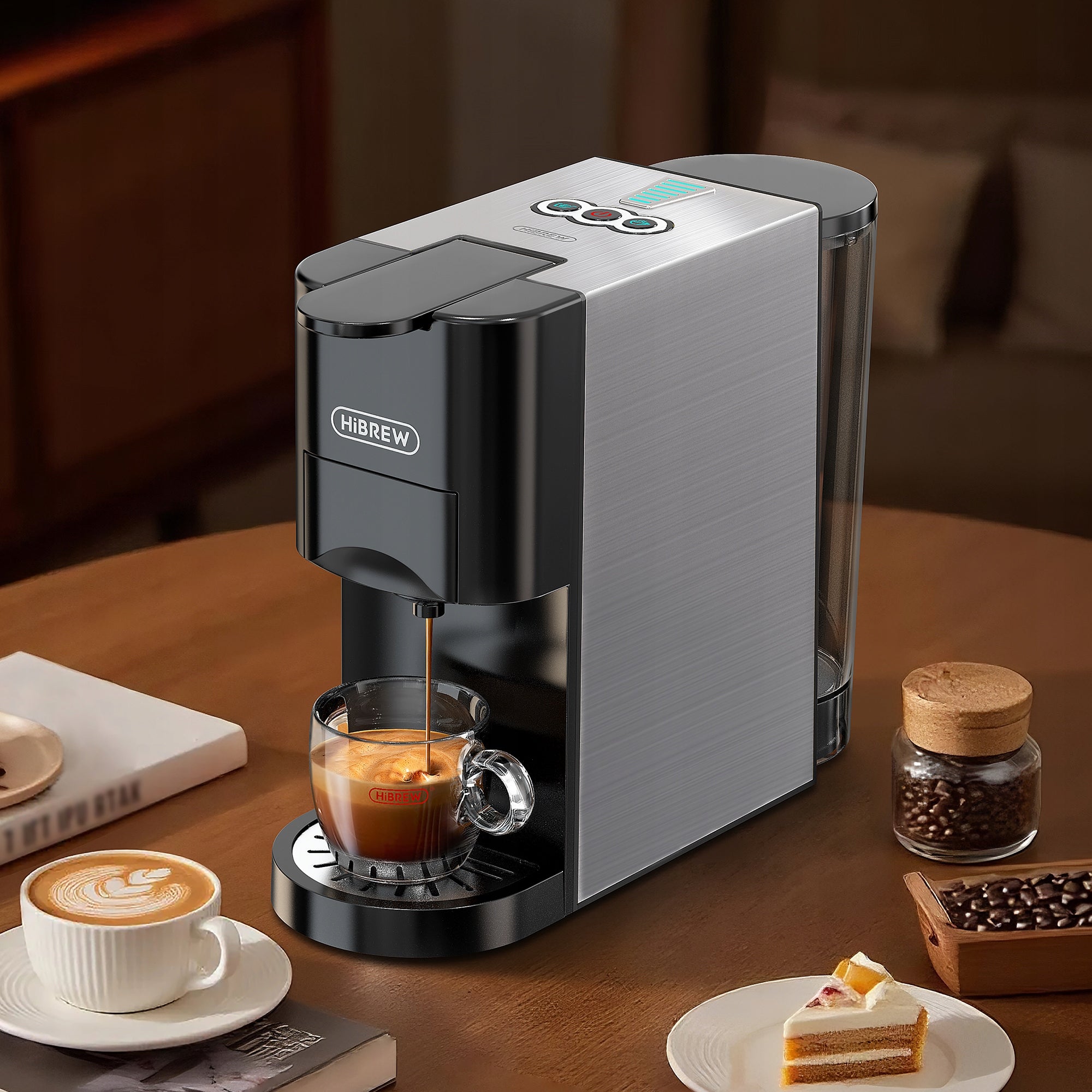 HIBREW 4IN1 MULTI-SYSTEM STAINLESS STEEL COFFEE MAKER 20 BAR 800ML Packaging status original