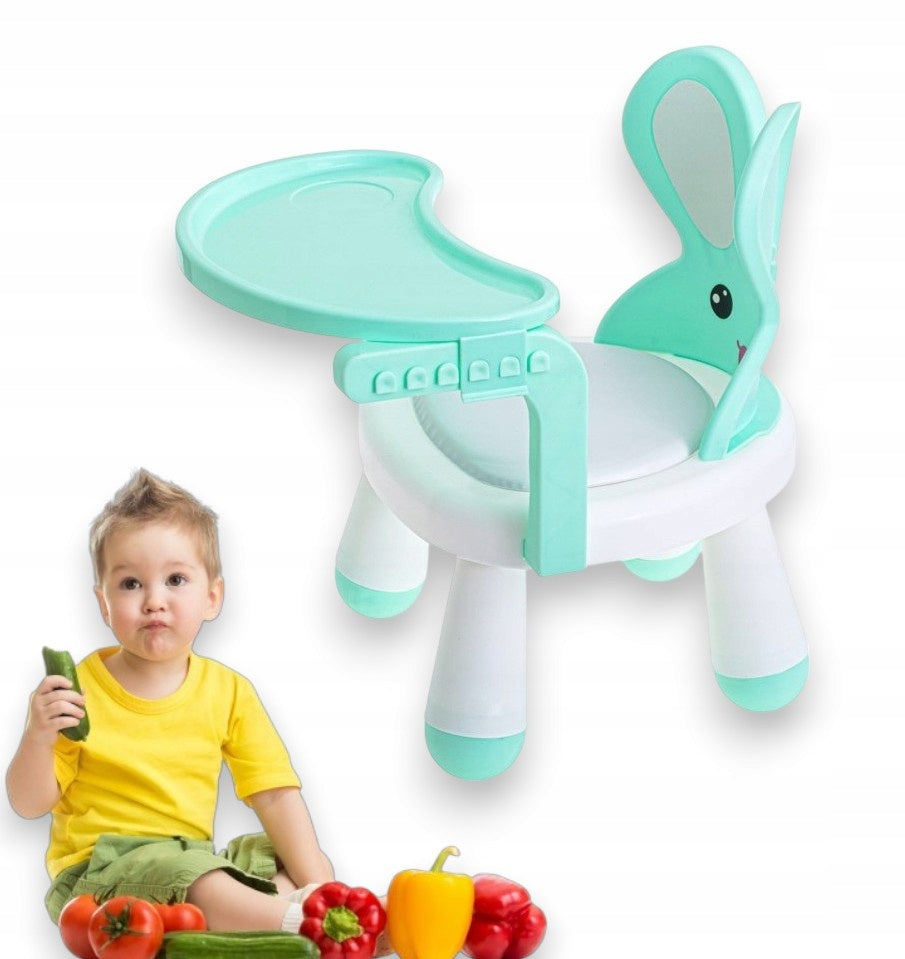 HIGH CHAIR TABLE FOR FEEDING AND PLAYING FOR CHILDREN MINT RABBIT Packaging status original