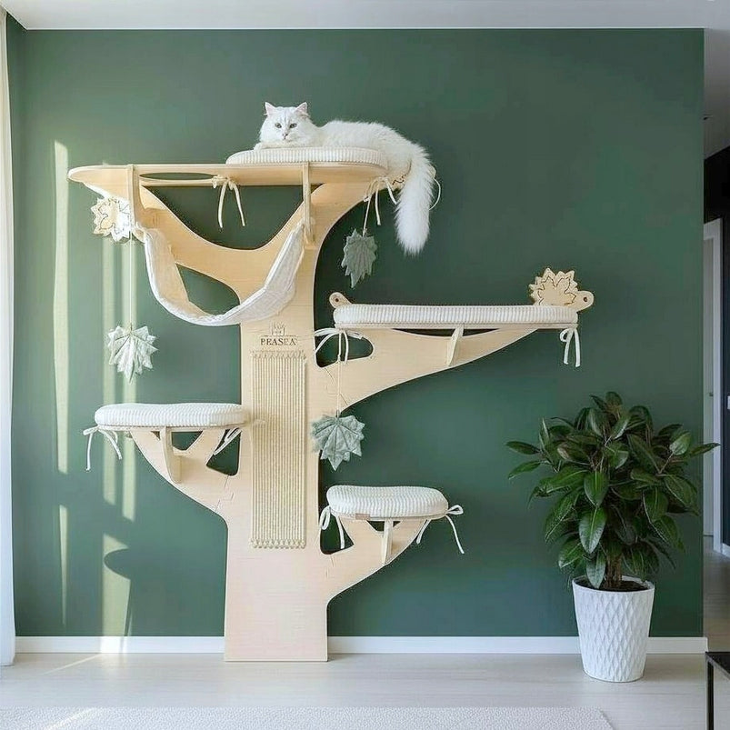 HIGH Cat Scratcher on the Wall Tree MAPLE 162x169x38cm NATURAL PRESS
