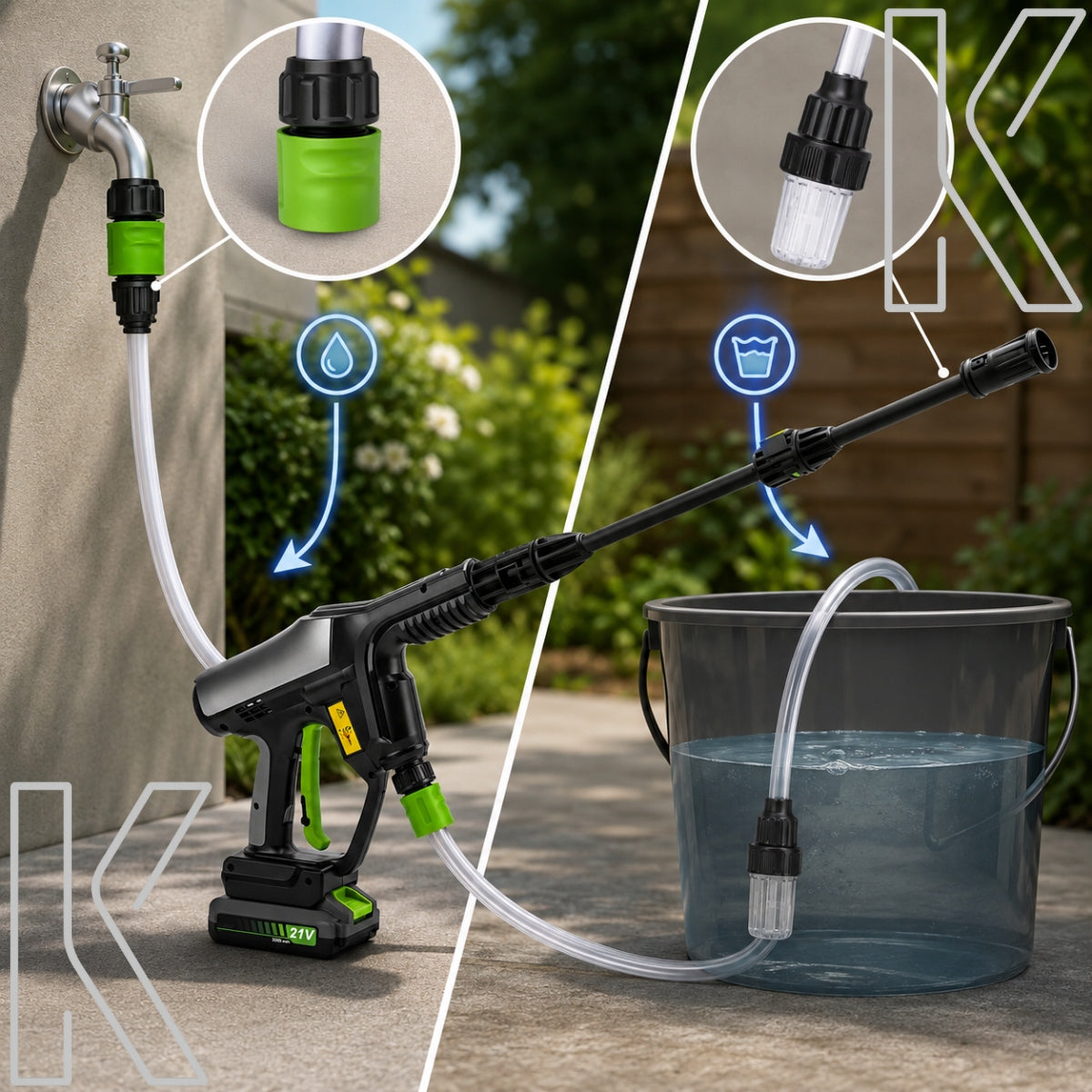 HIGH PRESSURE CORDLESS WASHER 60BAR 21V 3Ah POWERFUL GARDEN KIT Manufacturer code 7WDS2250