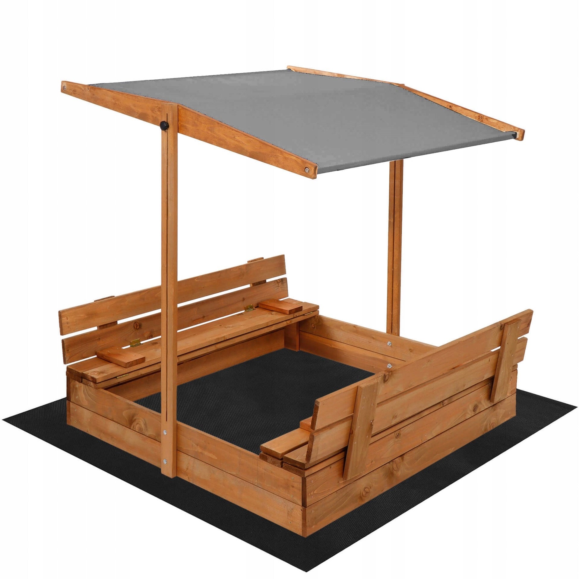 HIGH QUALITY WOODEN SANDBOX WITH VISOR Closing Impregnated