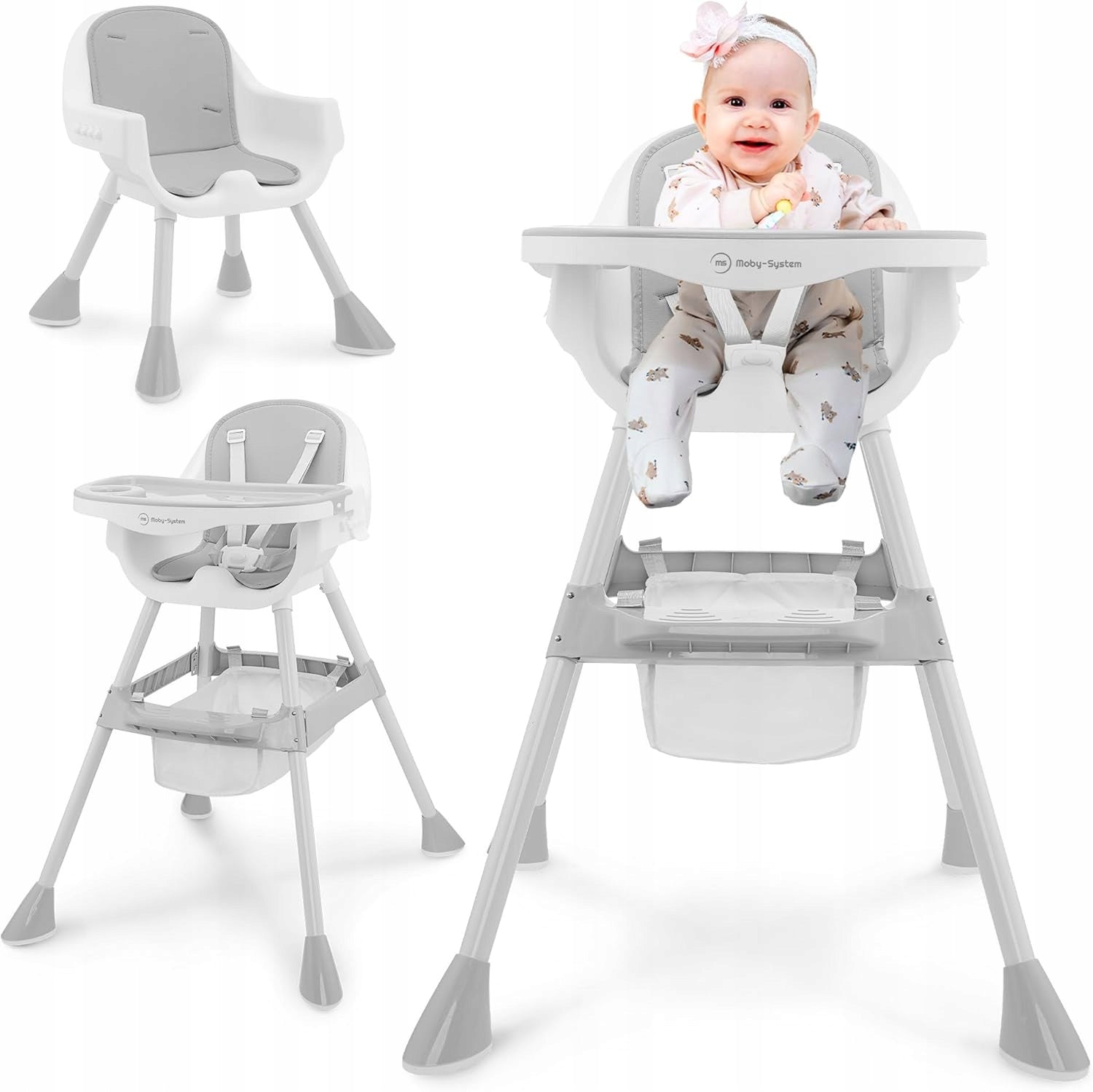 HIGHCHAIR ADJUSTABLE WITH LIFT TRAY 2in1 86cm GREY COMFORTABLE