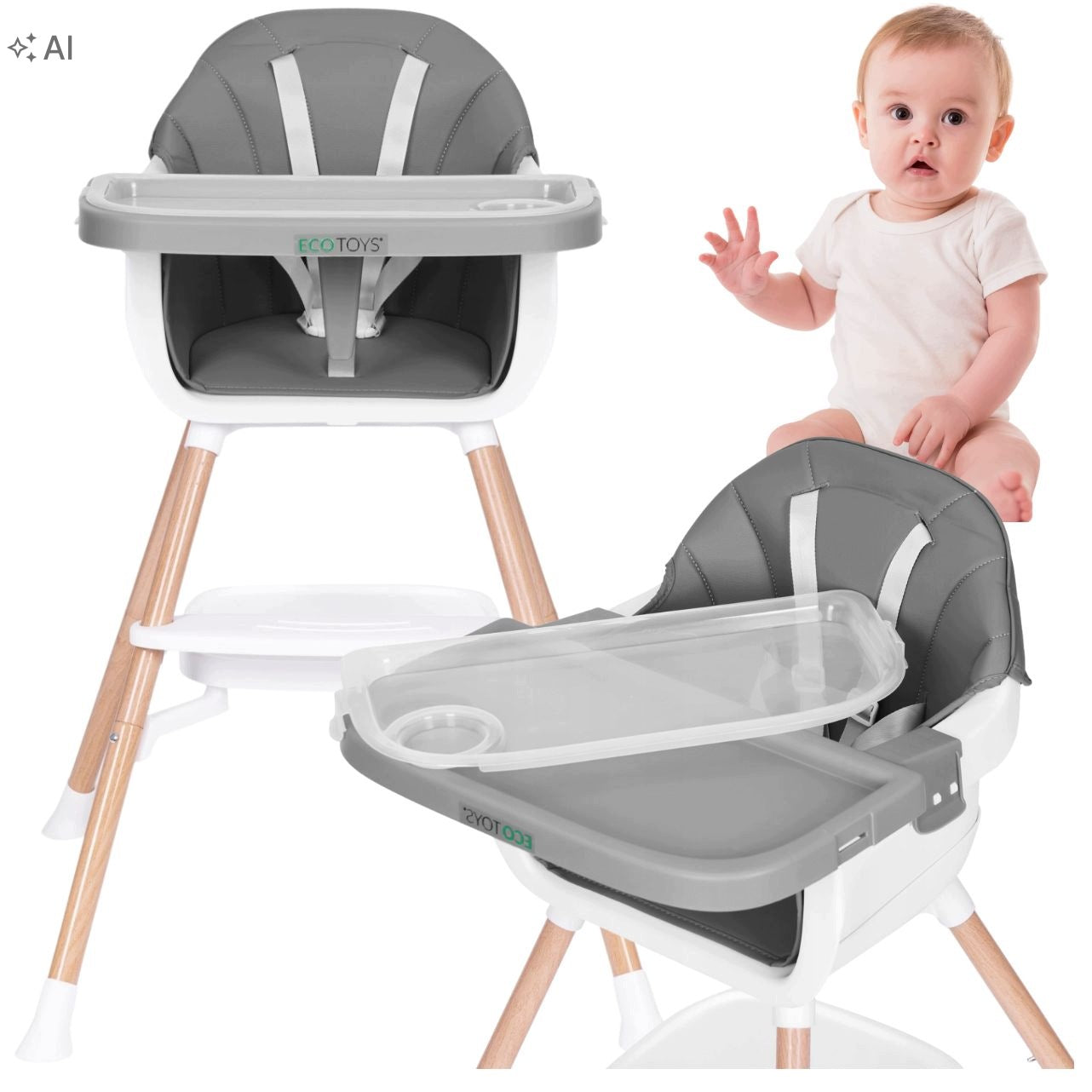 HIGHCHAIR FOR BABY BOY SEAT BELTS TRAY