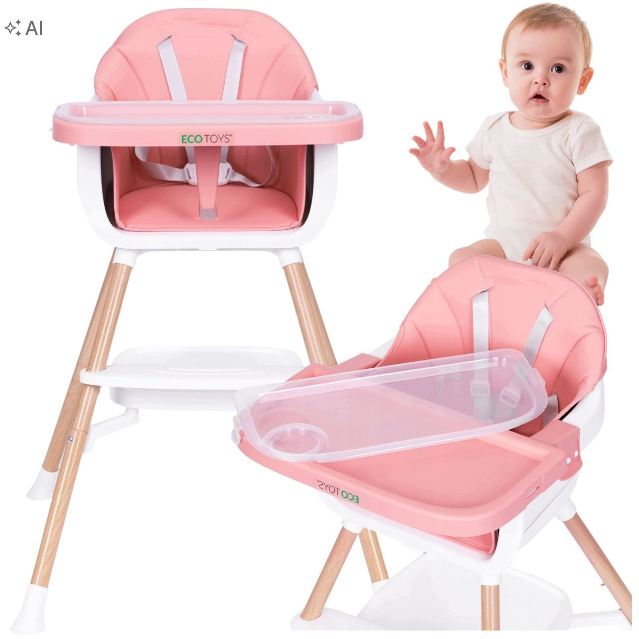 HIGHCHAIR FOR BABY GIRL SEAT BELTS TRAY