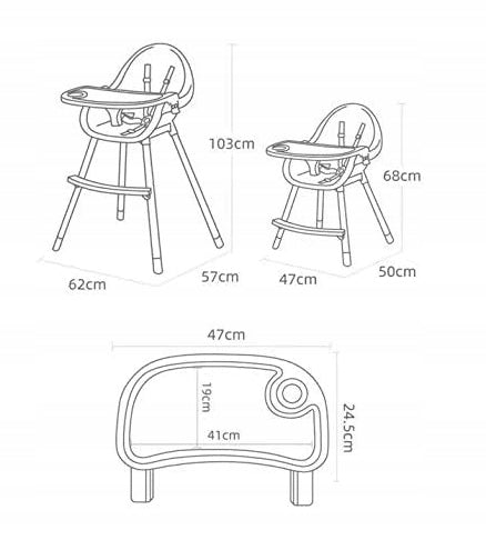 HIGHCHAIR FOR CHILDREN 3in1 TRAY SEAT COLOR YELLOW Packaging status original