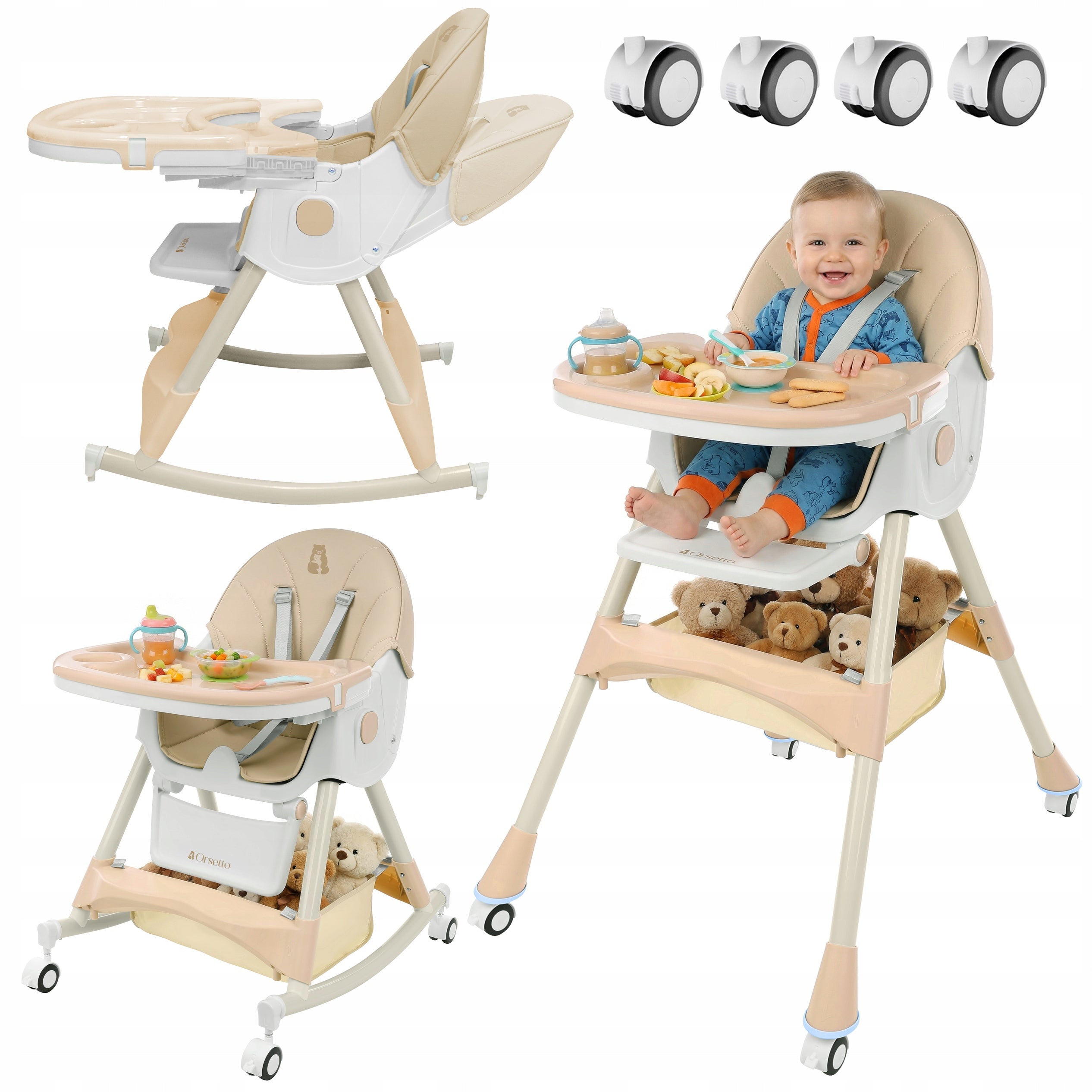 HIGHCHAIR WITH ROCKER FUNCTION FOR CHILDREN 6IN1 FOLDING BEIGE