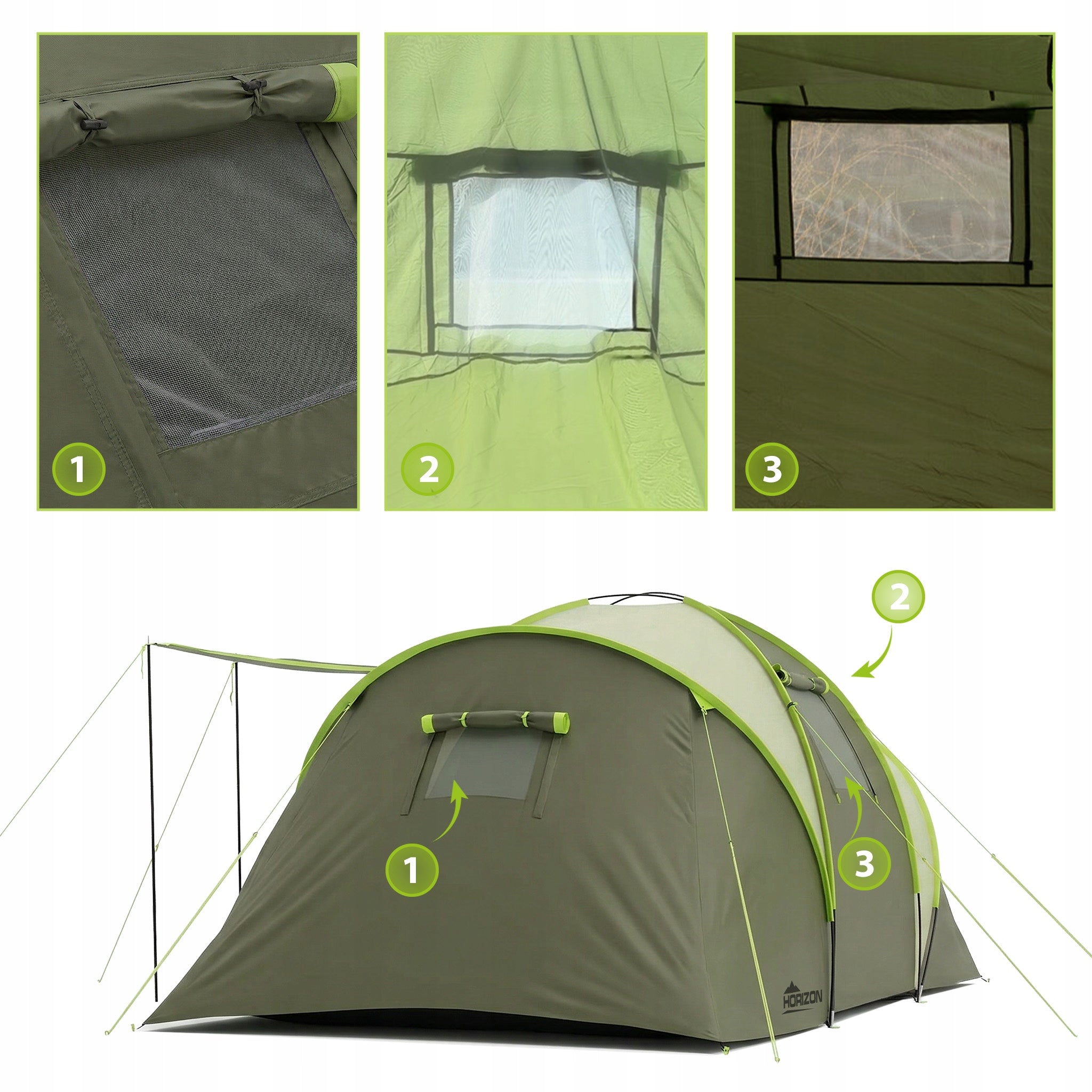 HIKING CAMPING TENT 6 PERSONS WATERPROOF FAMILY BEDROOM VAYOX Number of people 6
