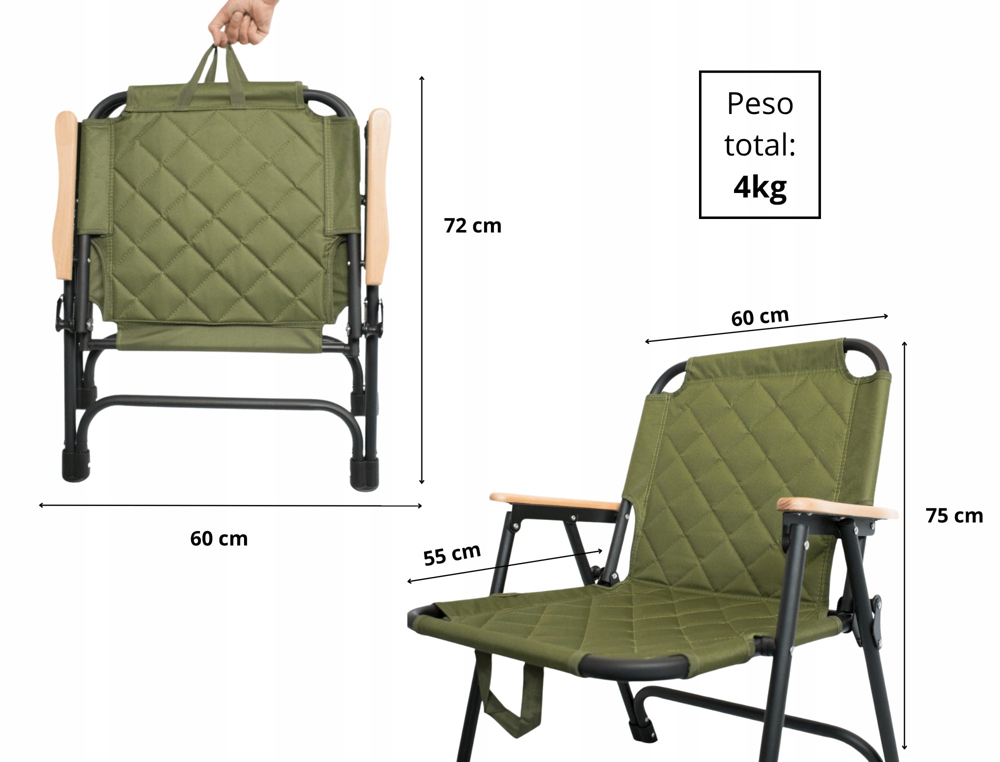 HIKING CHAIR FOLDING ARMCHAIR BEACH CHAIR BLACK Color black