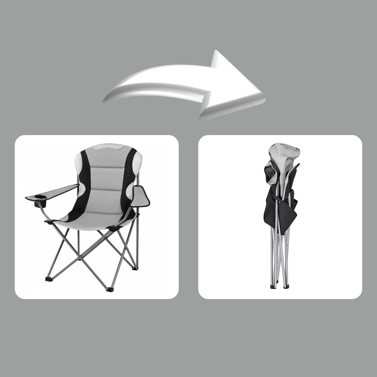HIKING FISHING CHAIR FOLDING LARGE FOR FISHING CAMPING Color silver
