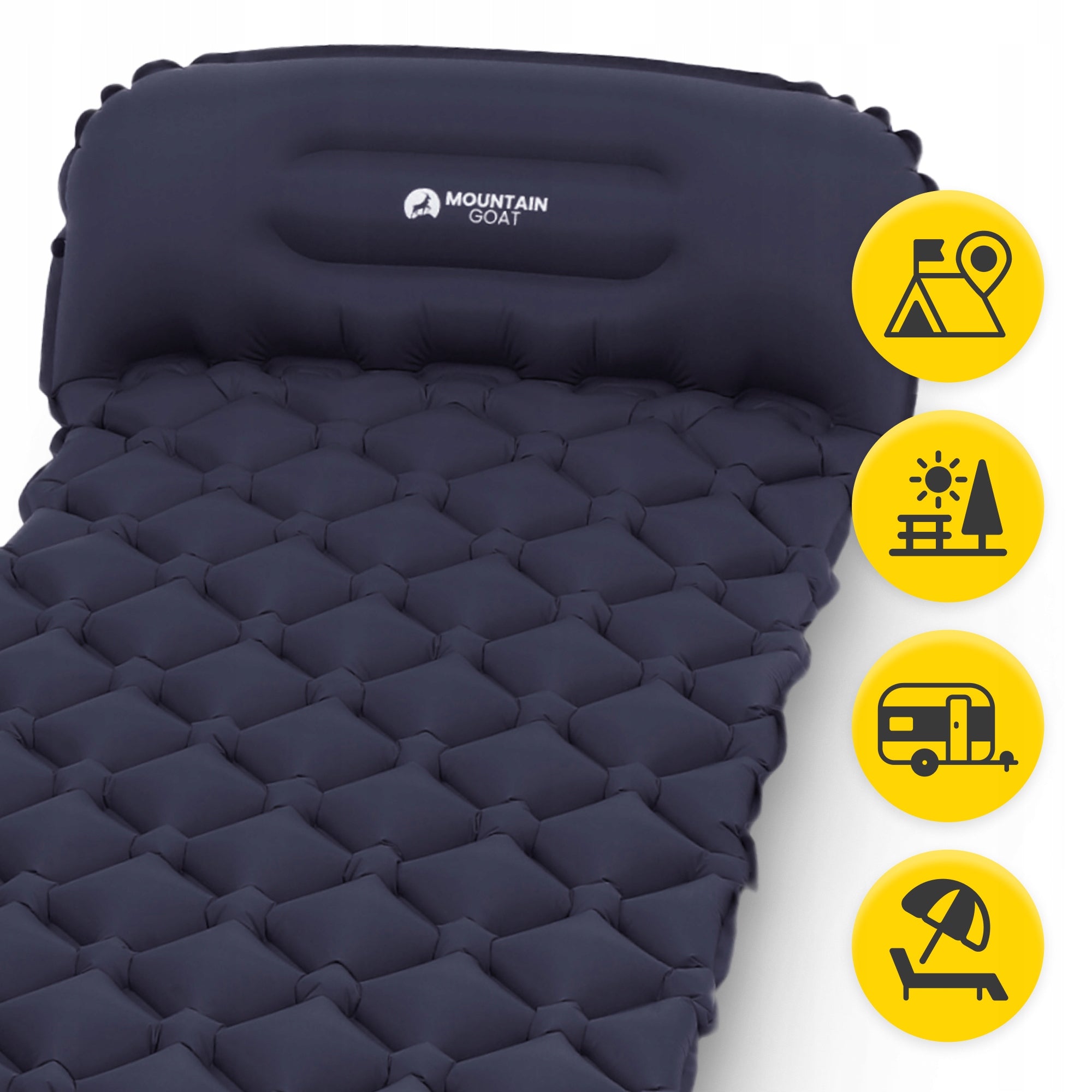 HIKING MATTRESS INFLATABLE SINGLE PERSON TREKKING LIGHT MOUNTAIN GOAT Color blue