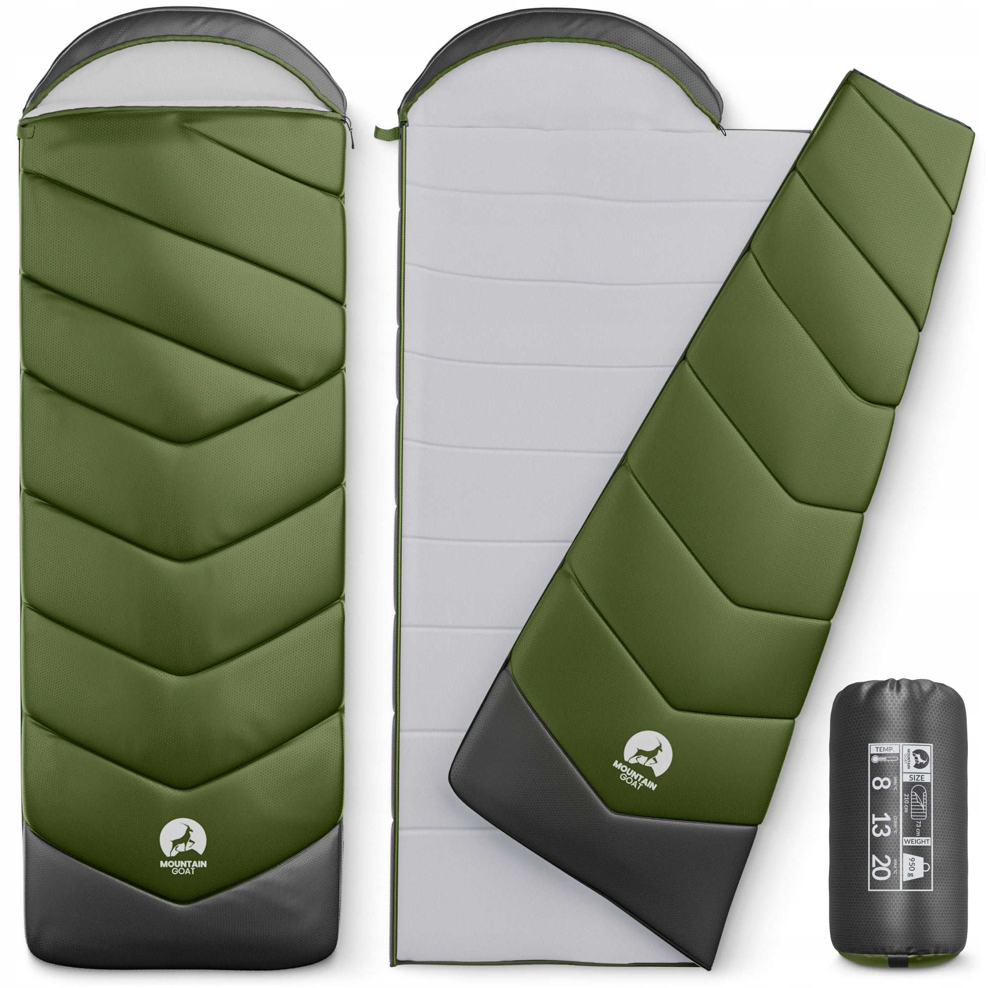 HIKING SLEEPING BAG CAMPING MUMMY HIKING DUVET WARM LIGHT HOOD