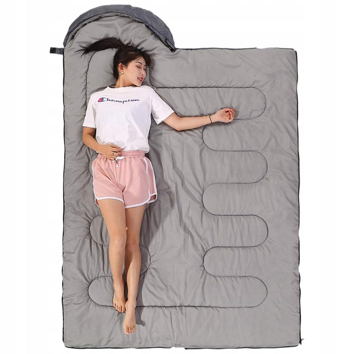 HIKING SLEEPING BAG FOR TENT DUVET WITH HOOD light 220x80cm Packaging status original