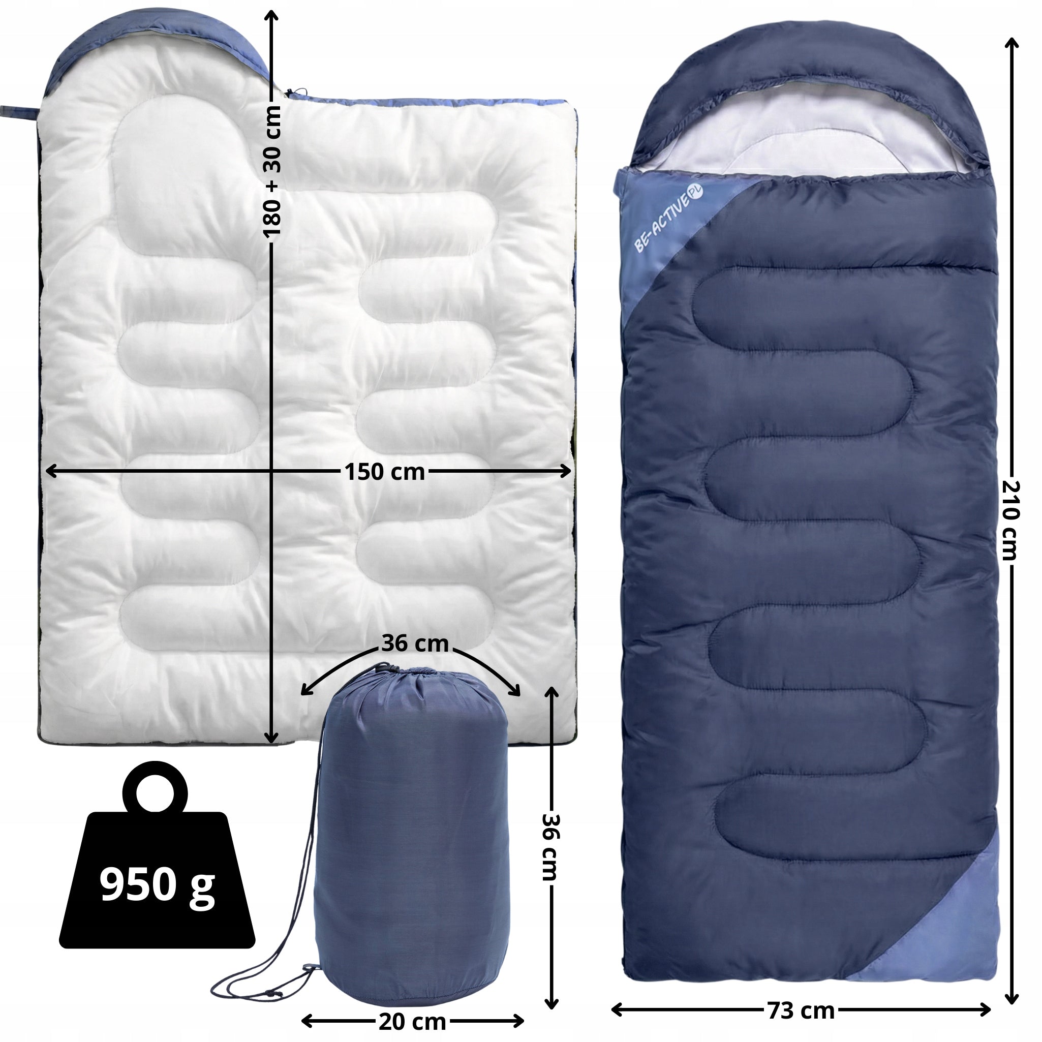 HIKING SLEEPING BAG MUMMY WARM LIGHTWEIGHT DUVET WITH HOOD 210cm COVER 2in1 EAN (GTIN) 5905930960484