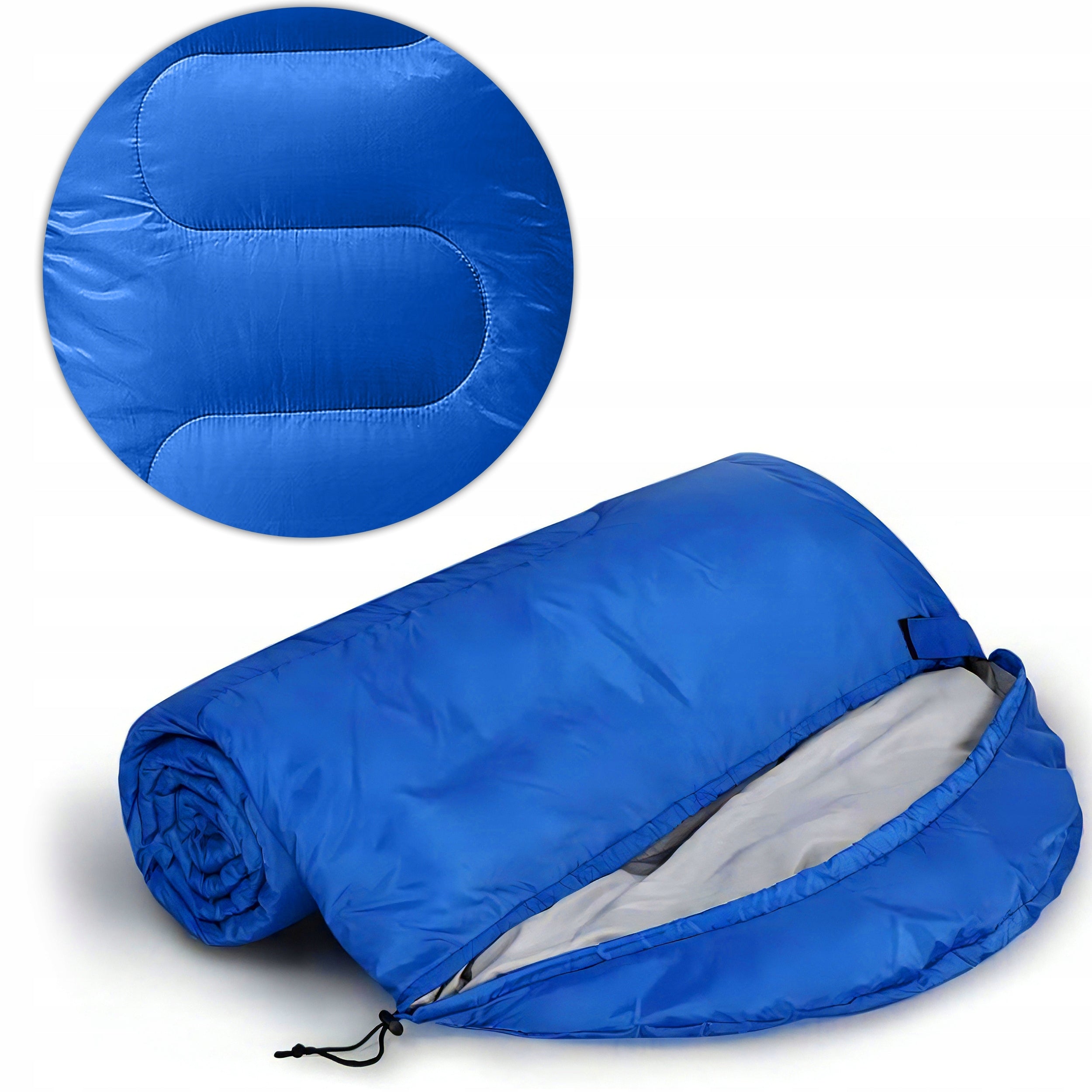 HIKING SLEEPING BAG WITH HOOD TENT COVER BLUE 210CM MONTESSA Model CIEPŁY ŚPIWÓR TURYSTYCZNY KOŁDRA MUMIA 210CM