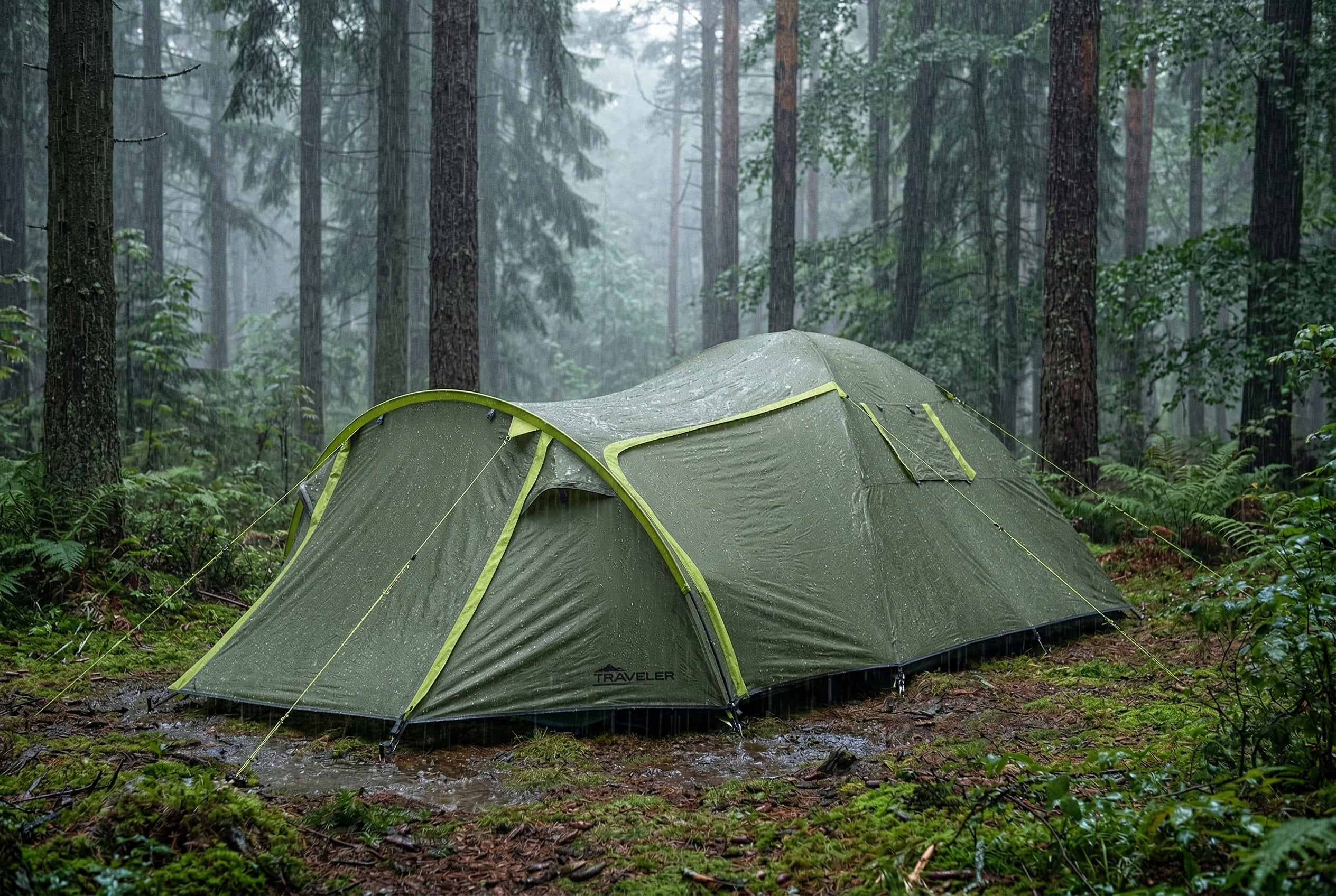 HIKING TENT LARGE CAMPING WATERPROOF 3 PERSON DURABLE Packaging status original