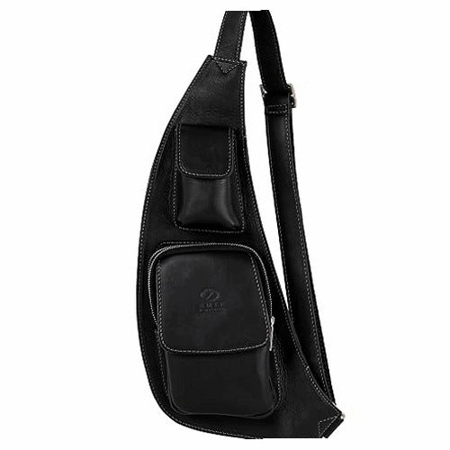 HIP BAG LEATHER MEN'S WOMAN ITALIAN LEATHER BLACK leather