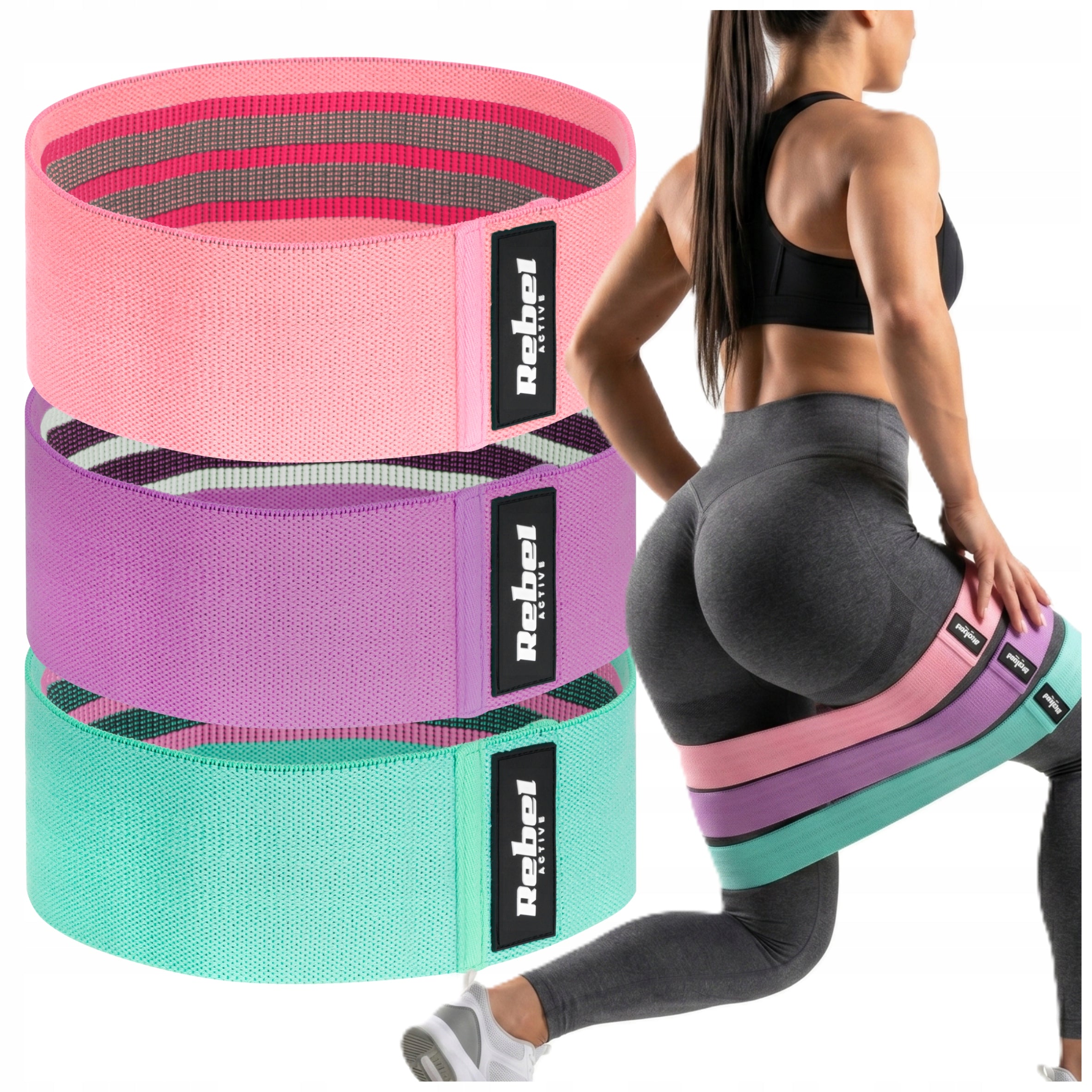 HIP BAND RESISTANCE EXERCISE RUBBER SET OF 3 27-55KG FITNESS PILATES