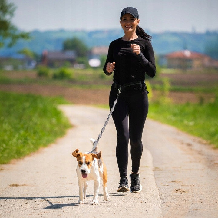 HIP BELT FOR RUNNING WITH DOG LEASH ELASTIC SACHET TREKKING BELT Maximum leash length 1.7 m