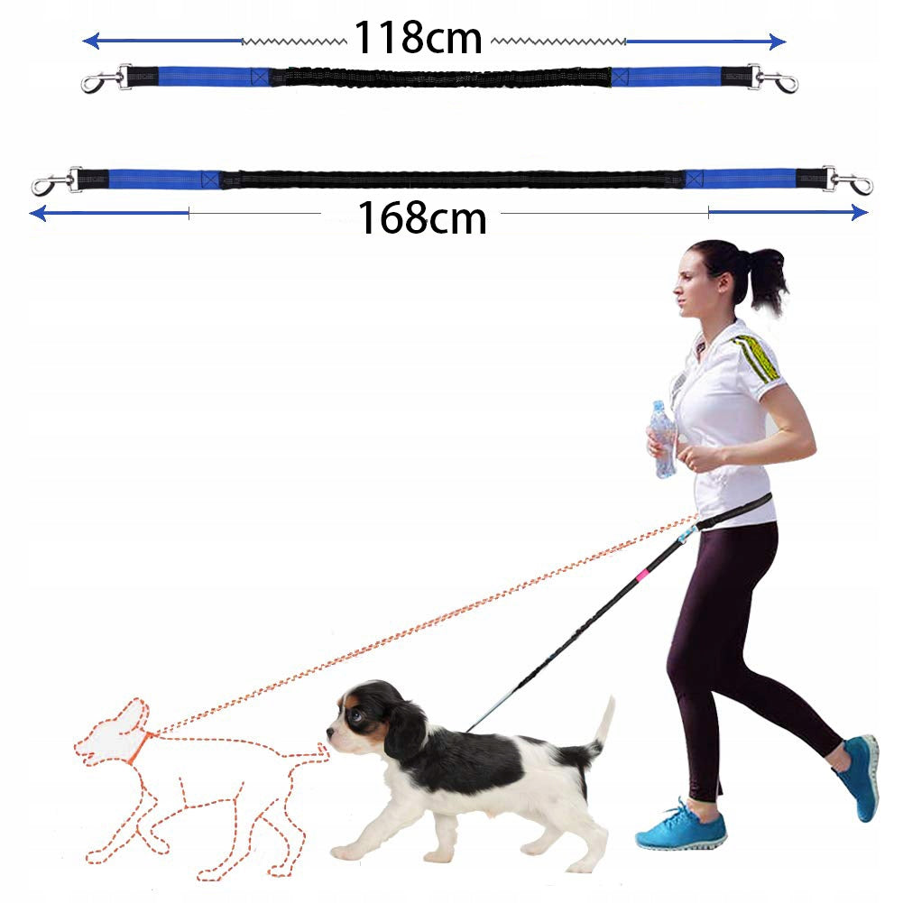 HIP trekking belt with running shock absorber with Dog elastic leash Maximum leash length 1.7 m