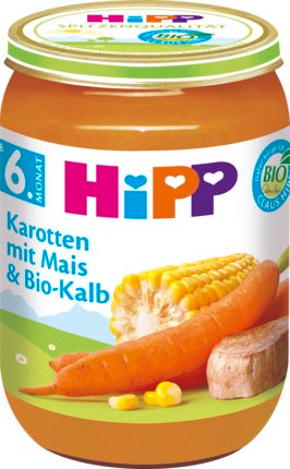 HIPP BIO CARROTS WITH CORN AND VEAL 6m 190g