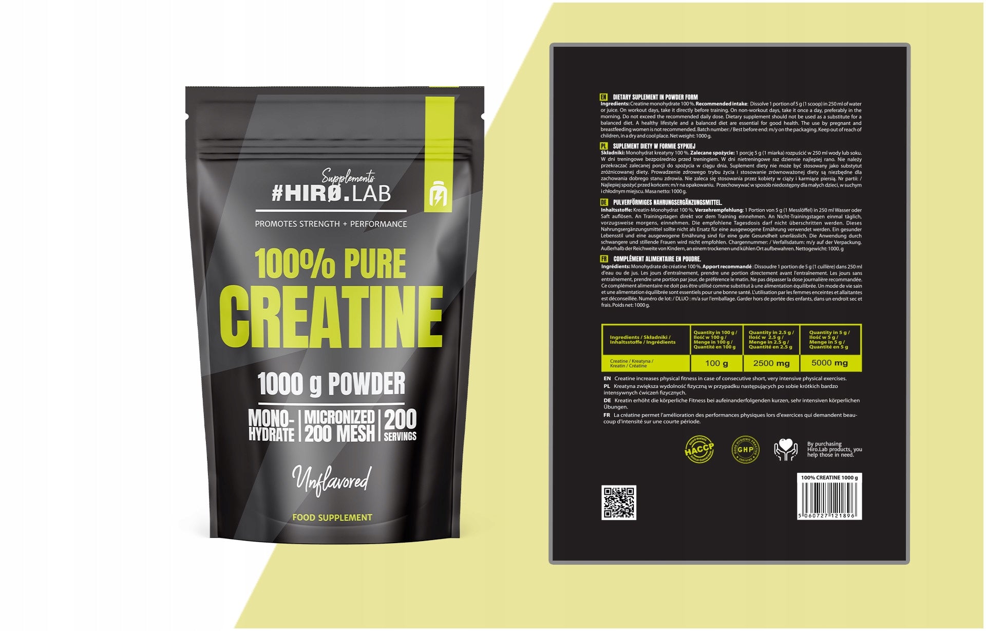 HIRO.LAB 1000g CREATINE MONOHYDRATE 100% NATURAL 1kg MONOHYDRATE Manufacturer code 1000039762#455