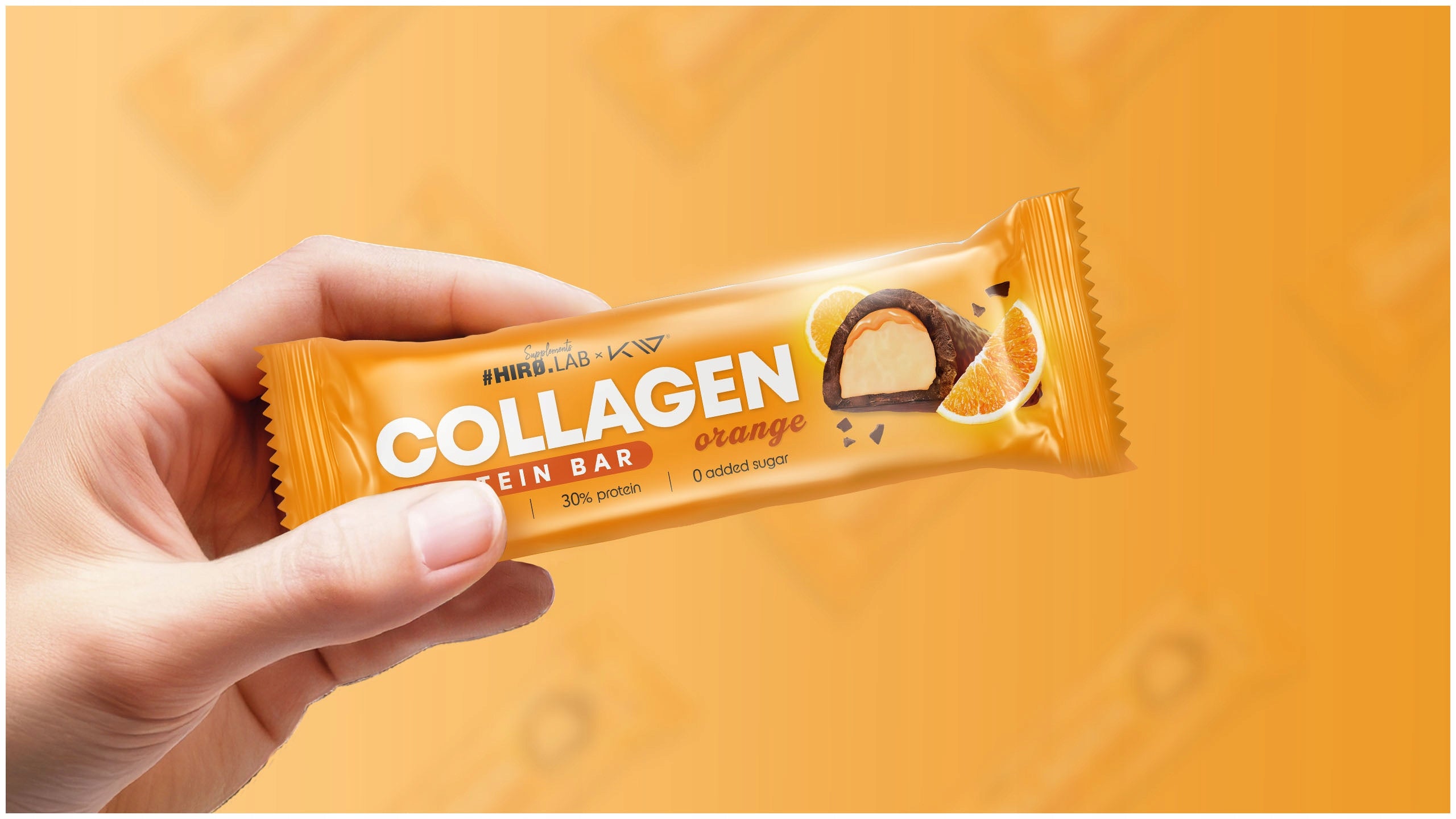 HIRO.LAB COLLAGEN PROTEIN BAR 50g PROTEIN BAR with COLLAGEN - ORANGE Expiration date at least 3 months from the date of purchase